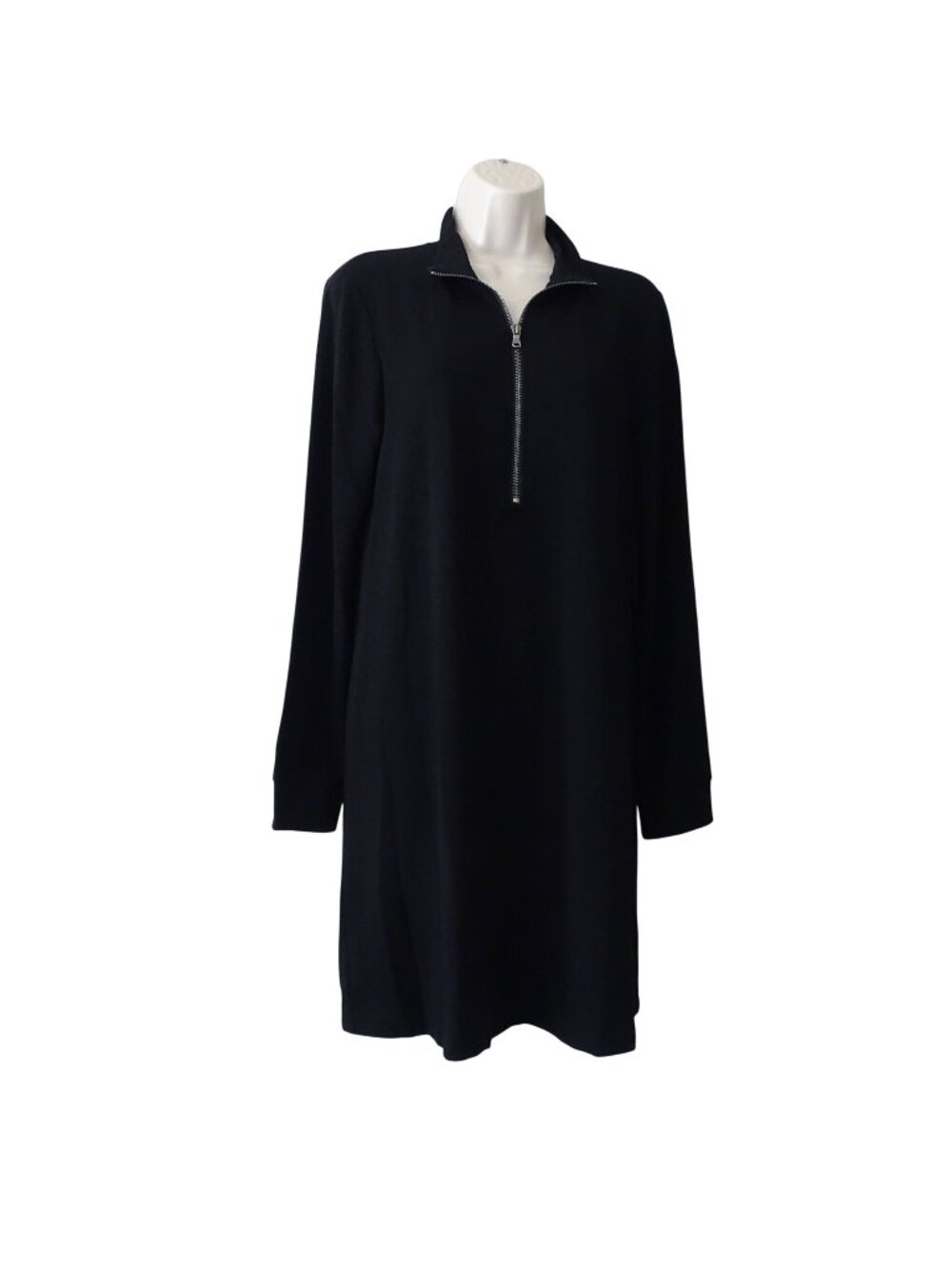 Cable and Gauge Black Knit Tunic Dress Women Size L Office Preppy Minimalist NEW